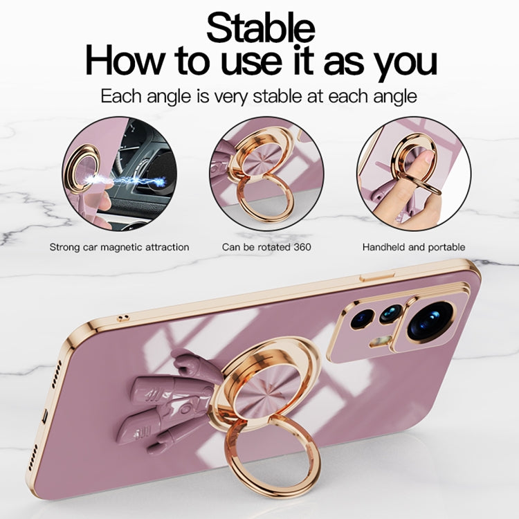 For Xiaomi 12T 6D Plating Astronaut Ring Kickstand Phone Case