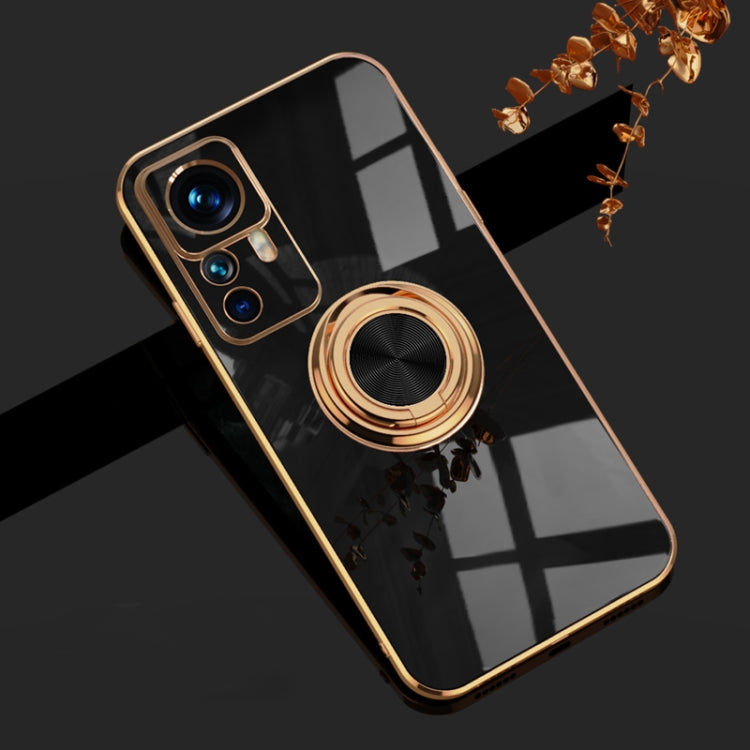 For Xiaomi 12T Pro 6D Electroplating Ring Kickstand Phone Case