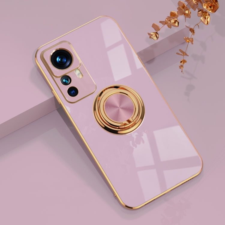 For Xiaomi 12T Pro 6D Electroplating Ring Kickstand Phone Case