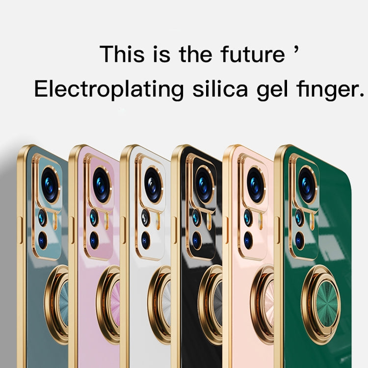 For Xiaomi 12T Pro 6D Electroplating Ring Kickstand Phone Case