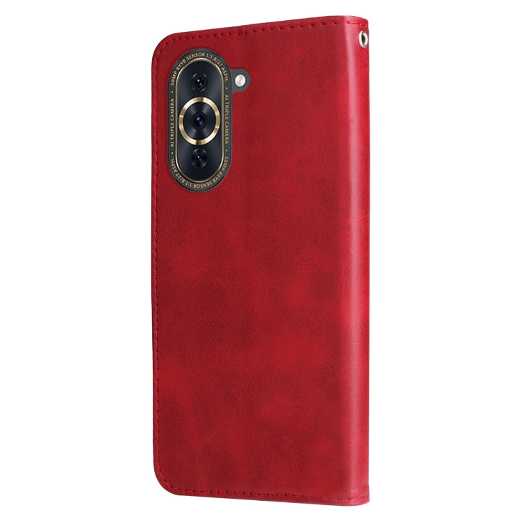 For Huawei nova 10 Calf Texture Zipper Leather Phone Case