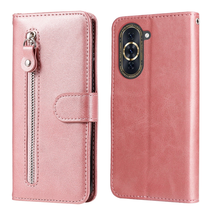 For Huawei nova 10 Calf Texture Zipper Leather Phone Case