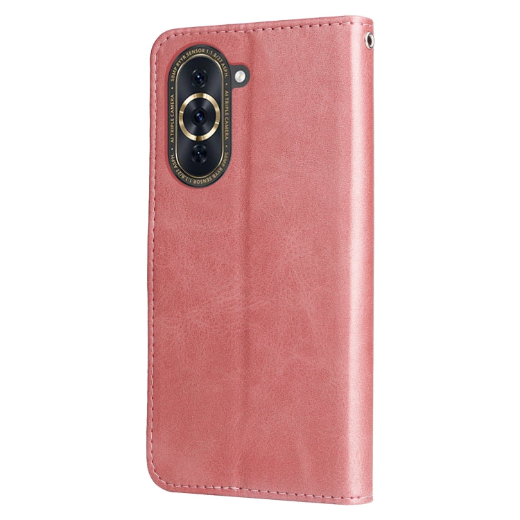 For Huawei nova 10 Calf Texture Zipper Leather Phone Case