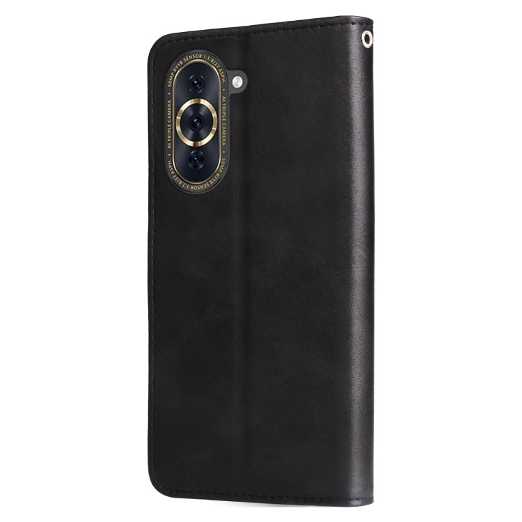 For Huawei nova 10 Calf Texture Zipper Leather Phone Case