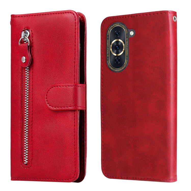 For Huawei nova 10 Pro Calf Texture Zipper Leather Phone Case