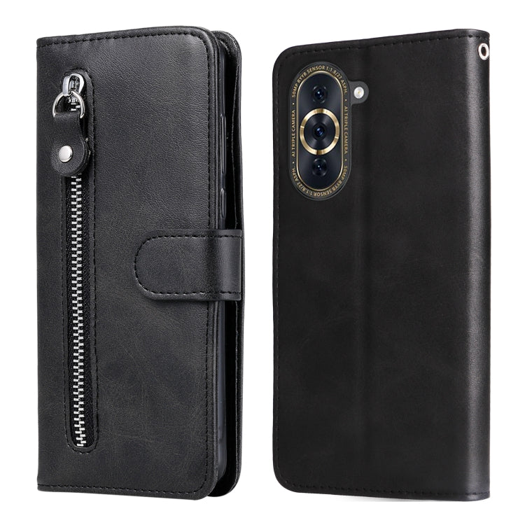 For Huawei nova 10 Pro Calf Texture Zipper Leather Phone Case