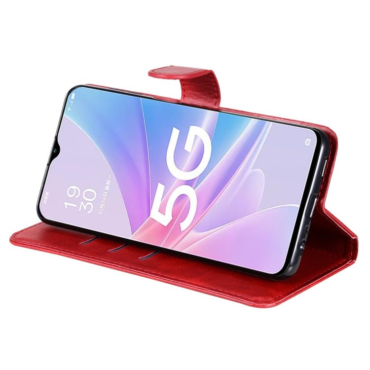 For OPPO A58 5G Calf Texture Zipper Leather Phone Case