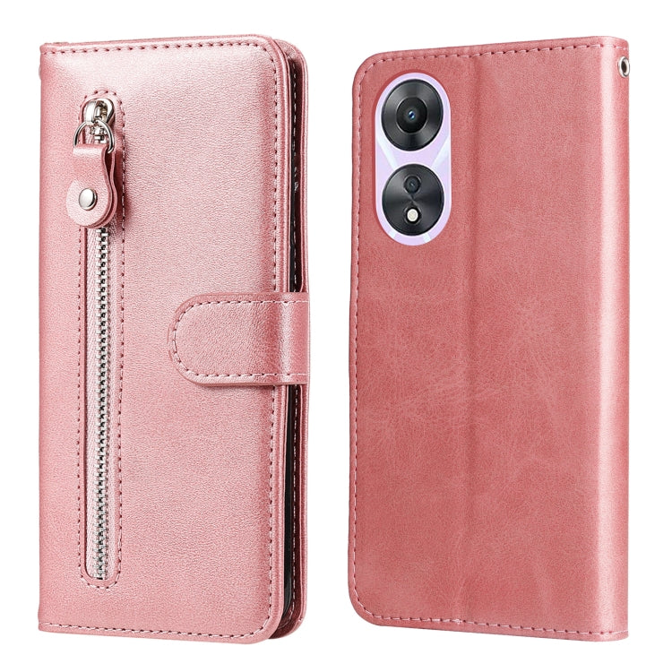 For OPPO A58 5G Calf Texture Zipper Leather Phone Case
