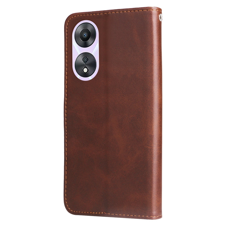 For OPPO A58 5G Calf Texture Zipper Leather Phone Case