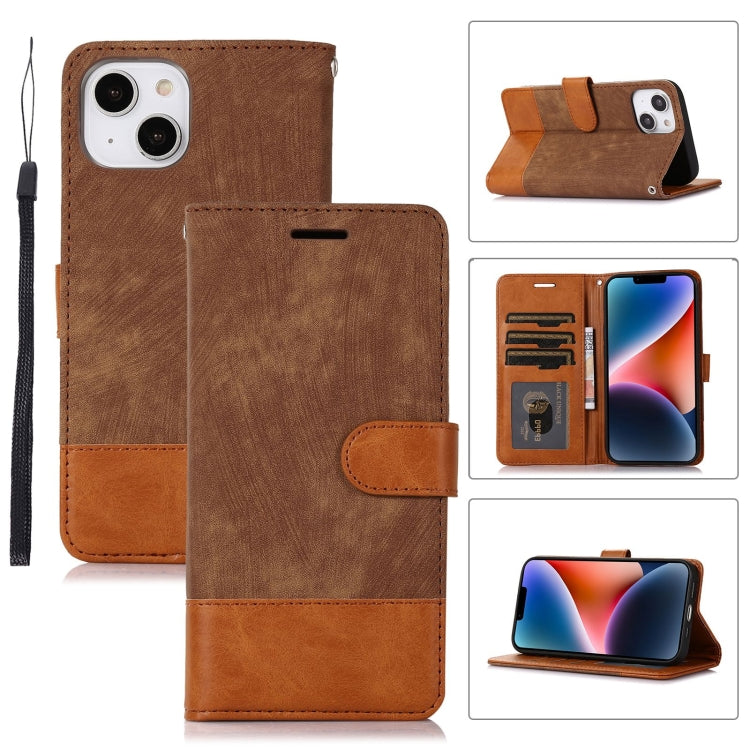 For iPhone 14 Splicing Leather Phone Case