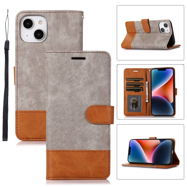 For iPhone 14 Splicing Leather Phone Case