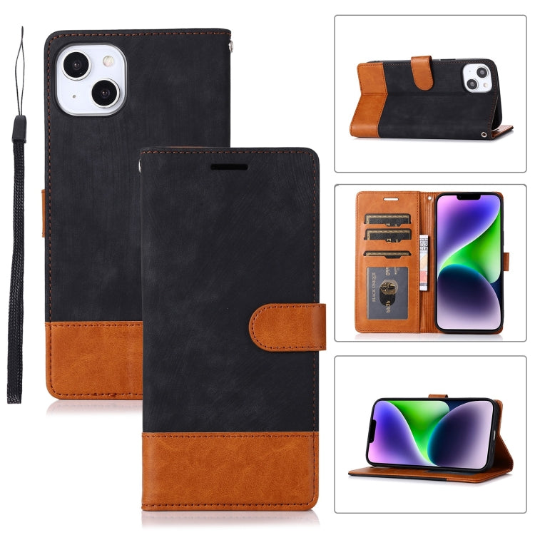 For iPhone 14 Plus Splicing Leather Phone Case
