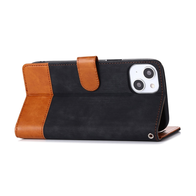 For iPhone 14 Plus Splicing Leather Phone Case