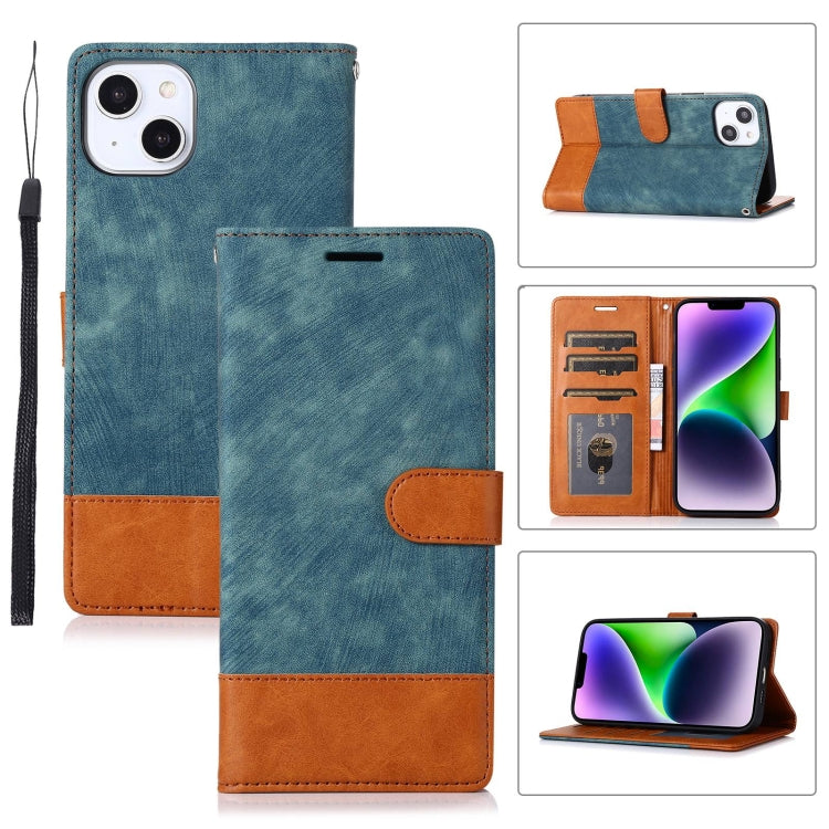 For iPhone 14 Plus Splicing Leather Phone Case