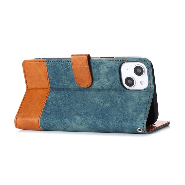 For iPhone 14 Plus Splicing Leather Phone Case