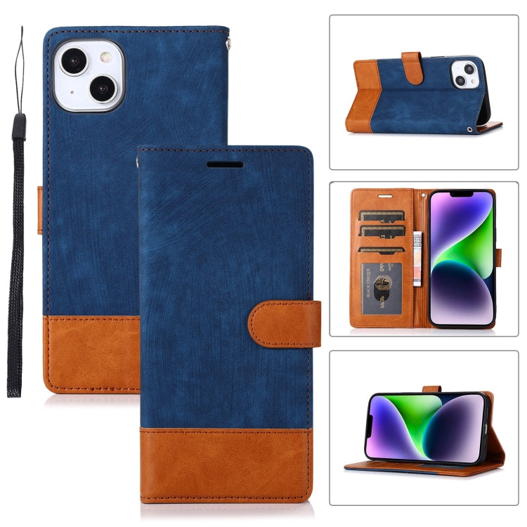 For iPhone 14 Plus Splicing Leather Phone Case