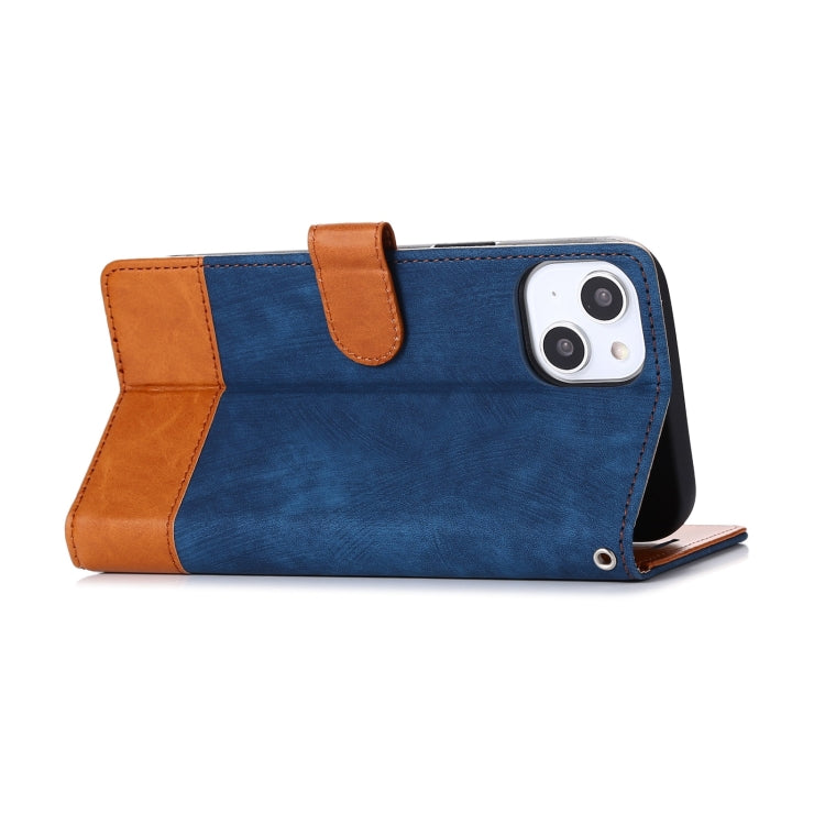 For iPhone 14 Plus Splicing Leather Phone Case
