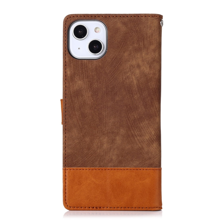 For iPhone 14 Plus Splicing Leather Phone Case