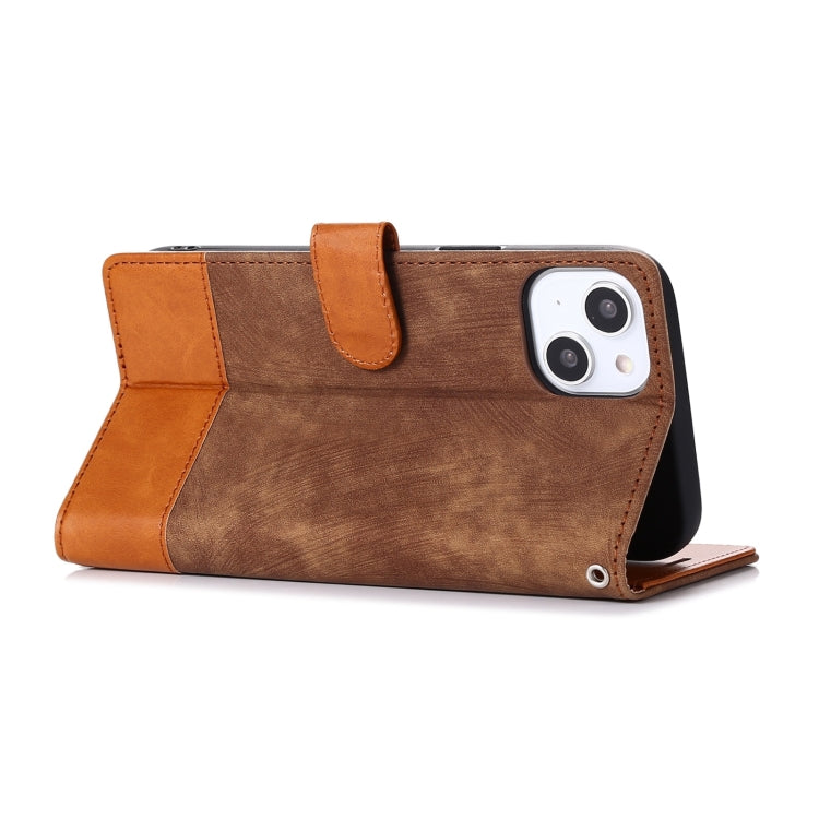 For iPhone 14 Plus Splicing Leather Phone Case
