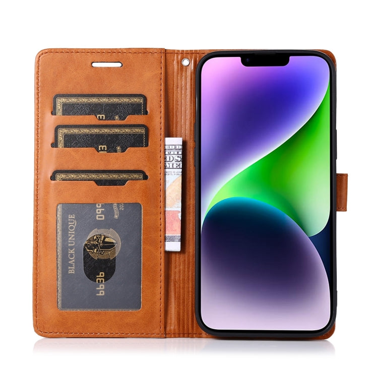 For iPhone 14 Plus Splicing Leather Phone Case