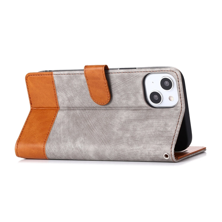 For iPhone 14 Plus Splicing Leather Phone Case