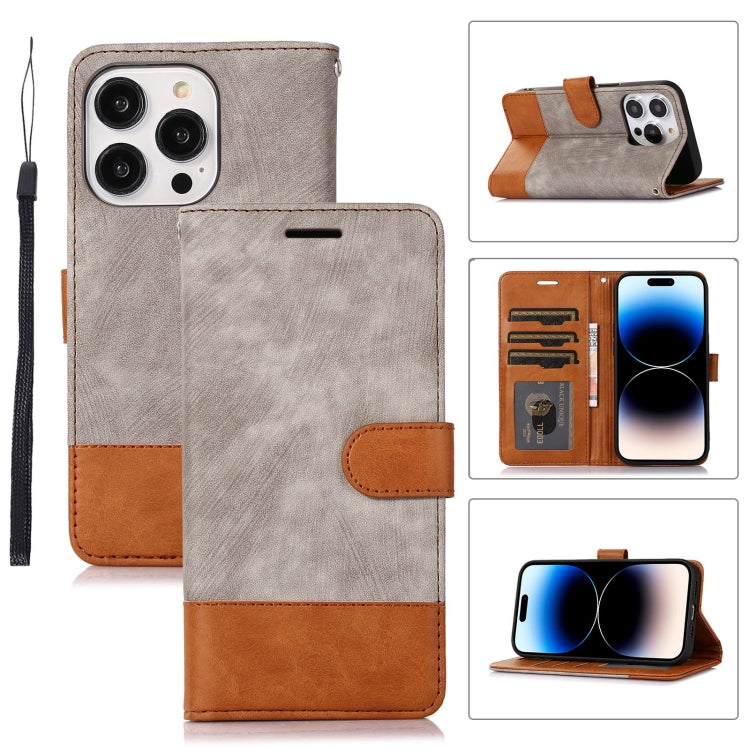 For iPhone 14 Pro Splicing Leather Phone Case
