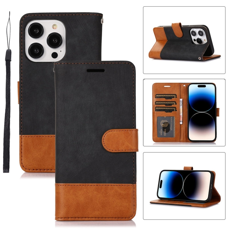 For iPhone 14 Pro Max Splicing Leather Phone Case