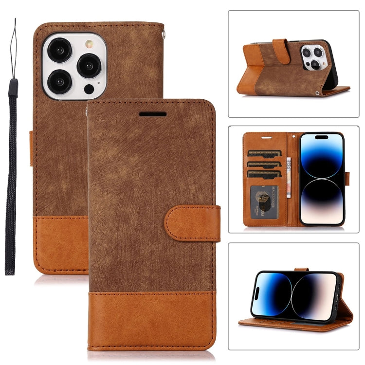 For iPhone 14 Pro Max Splicing Leather Phone Case