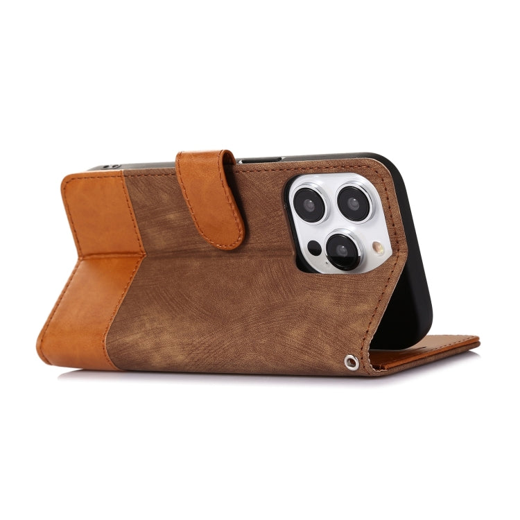 For iPhone 14 Pro Max Splicing Leather Phone Case
