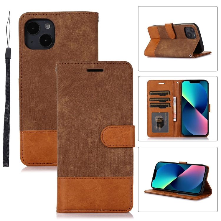 For iPhone 13 Splicing Leather Phone Case