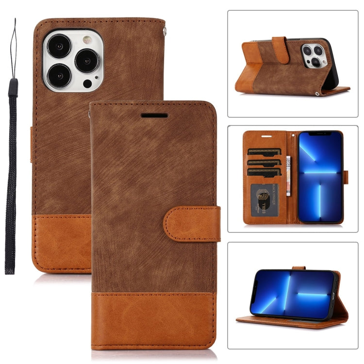 For iPhone 13 Pro Splicing Leather Phone Case