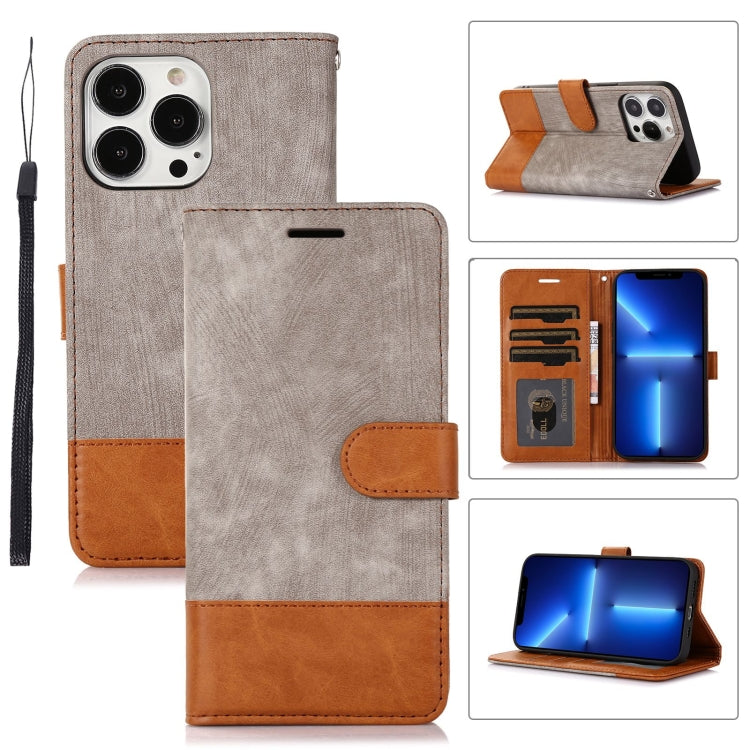 For iPhone 13 Pro Splicing Leather Phone Case