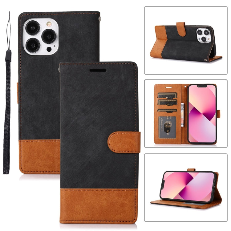 For iPhone 13 Pro Max Splicing Leather Phone Case