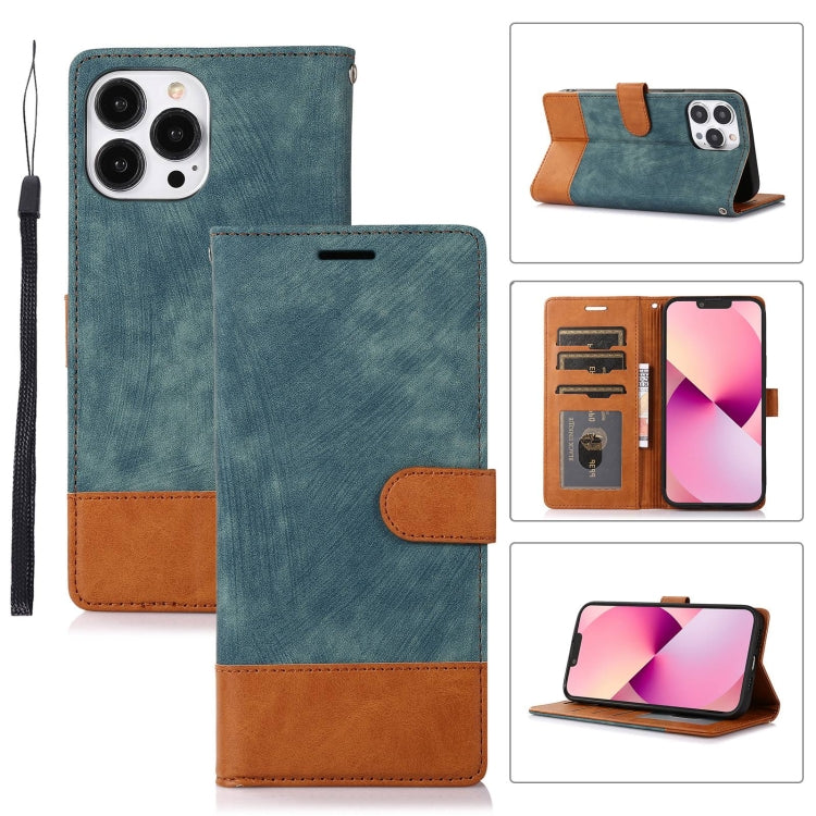 For iPhone 13 Pro Max Splicing Leather Phone Case