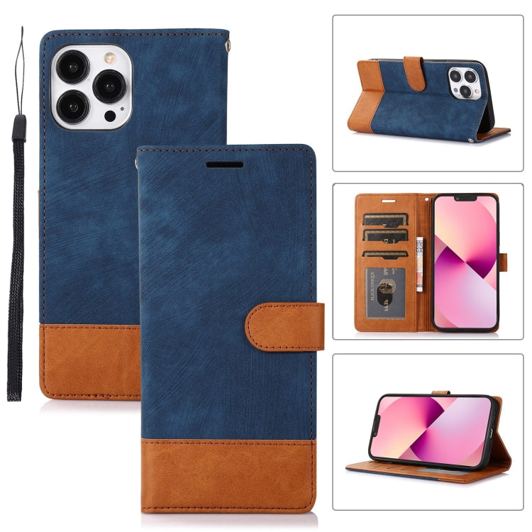 For iPhone 13 Pro Max Splicing Leather Phone Case