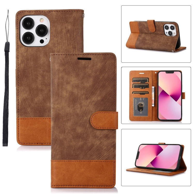 For iPhone 13 Pro Max Splicing Leather Phone Case