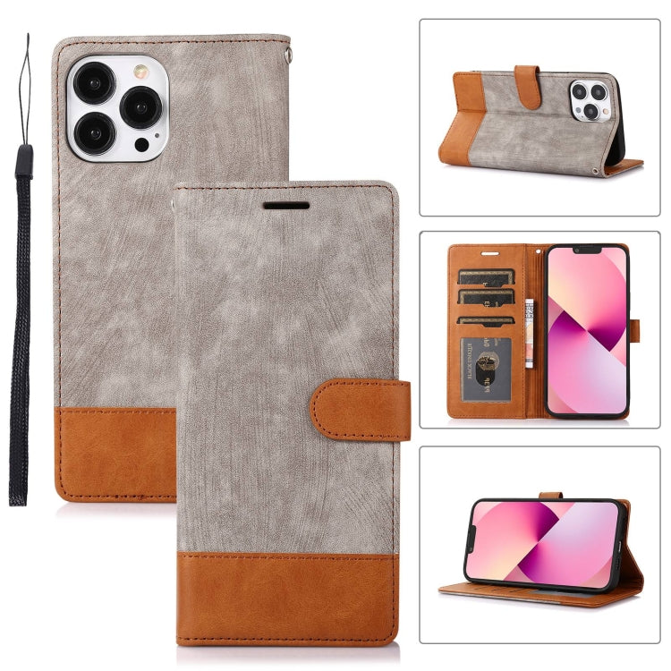 For iPhone 13 Pro Max Splicing Leather Phone Case