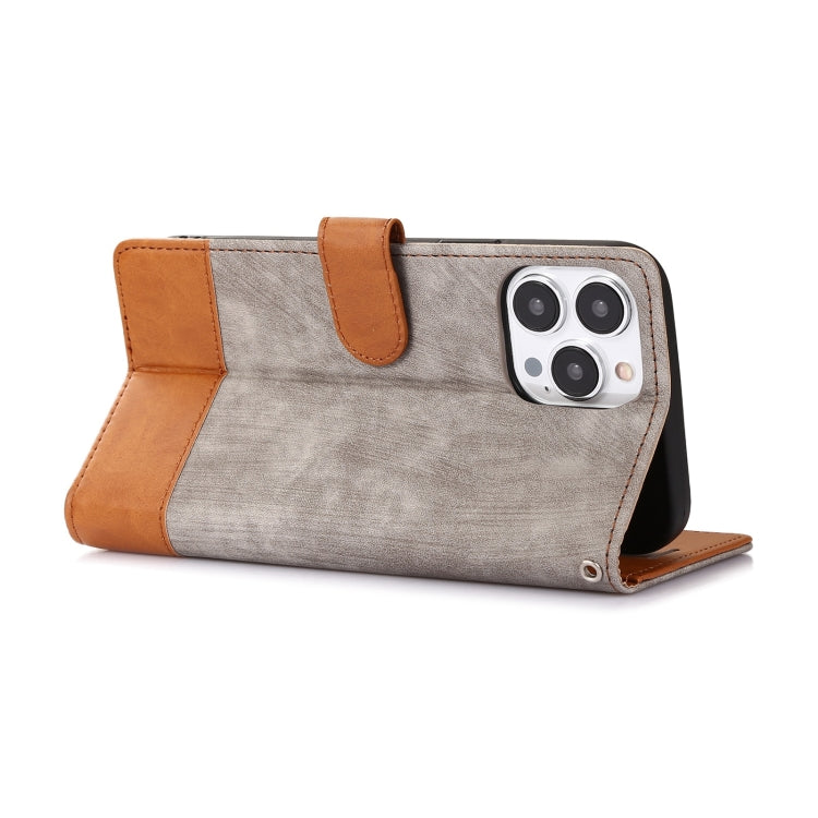 For iPhone 13 Pro Max Splicing Leather Phone Case