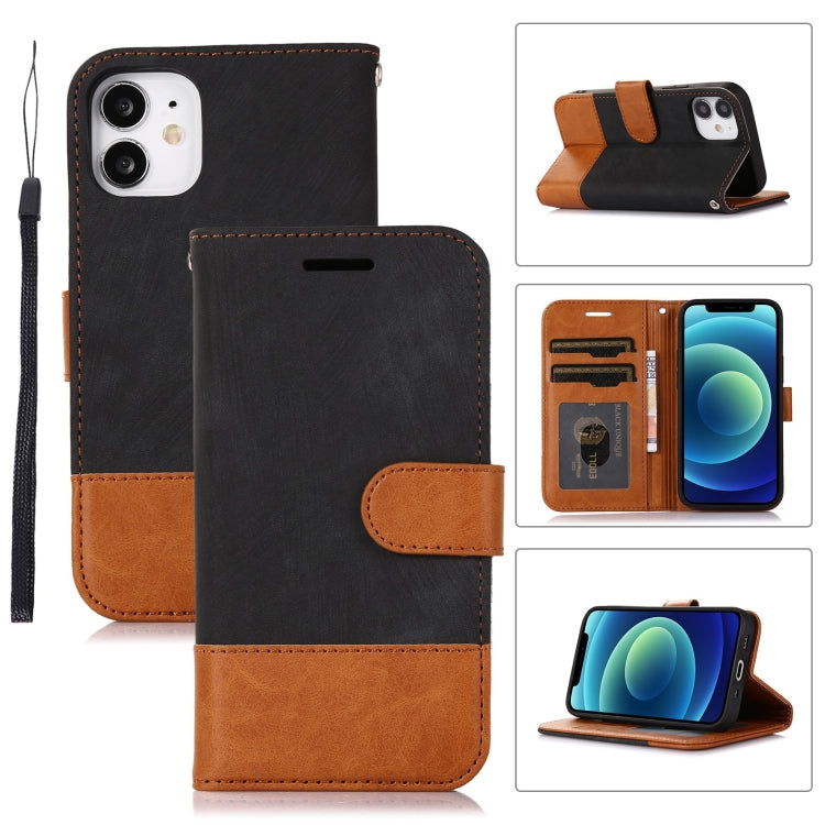 For iPhone 12 mini Splicing Leather Phone Case