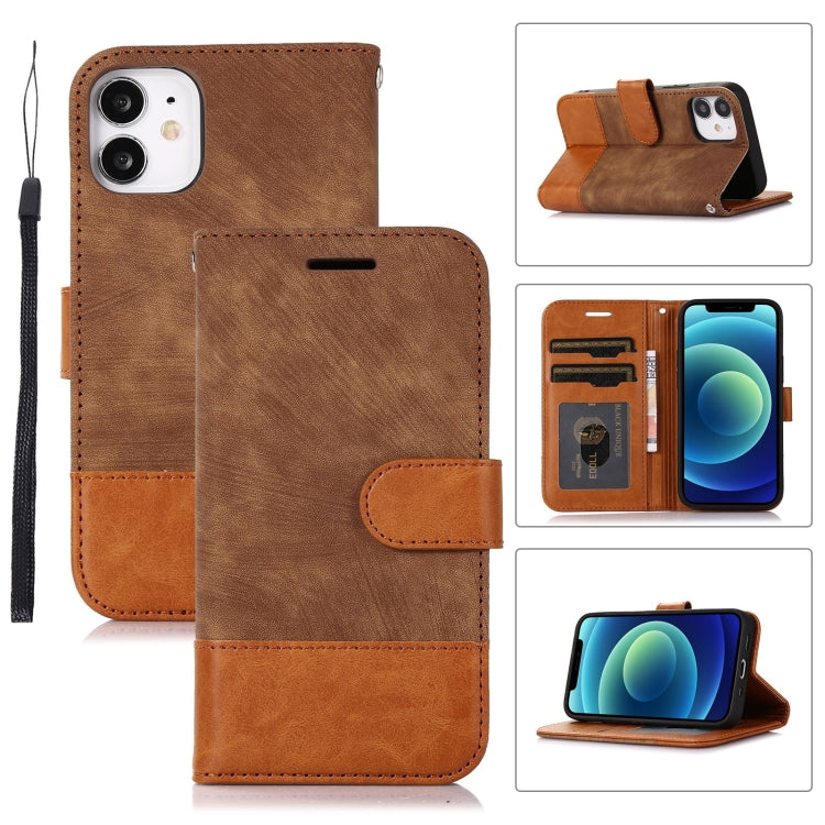 For iPhone 12 mini Splicing Leather Phone Case