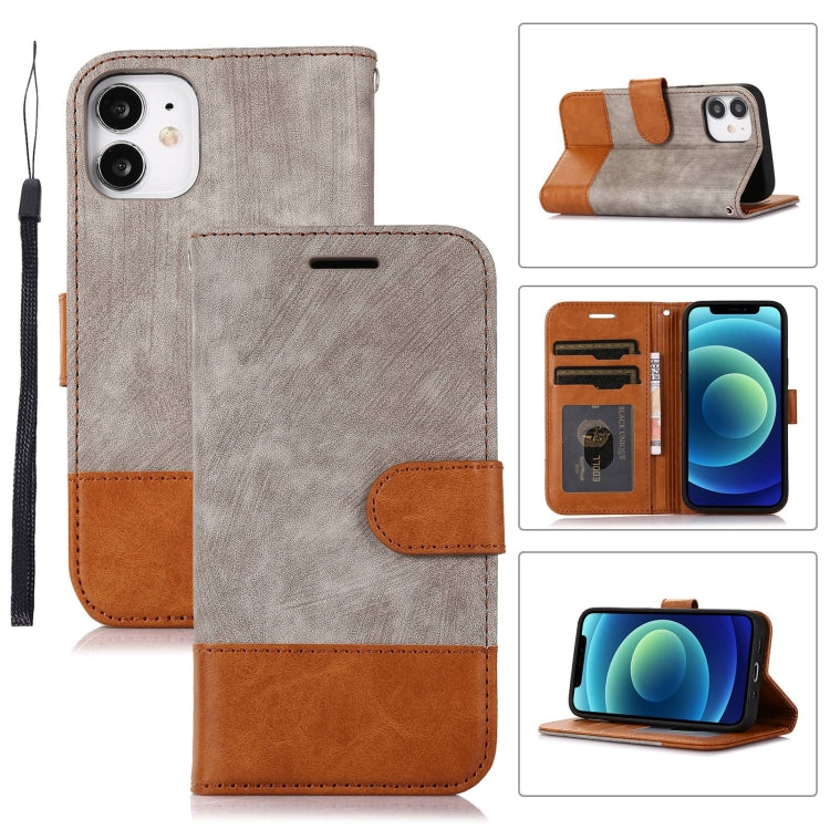 For iPhone 12 mini Splicing Leather Phone Case