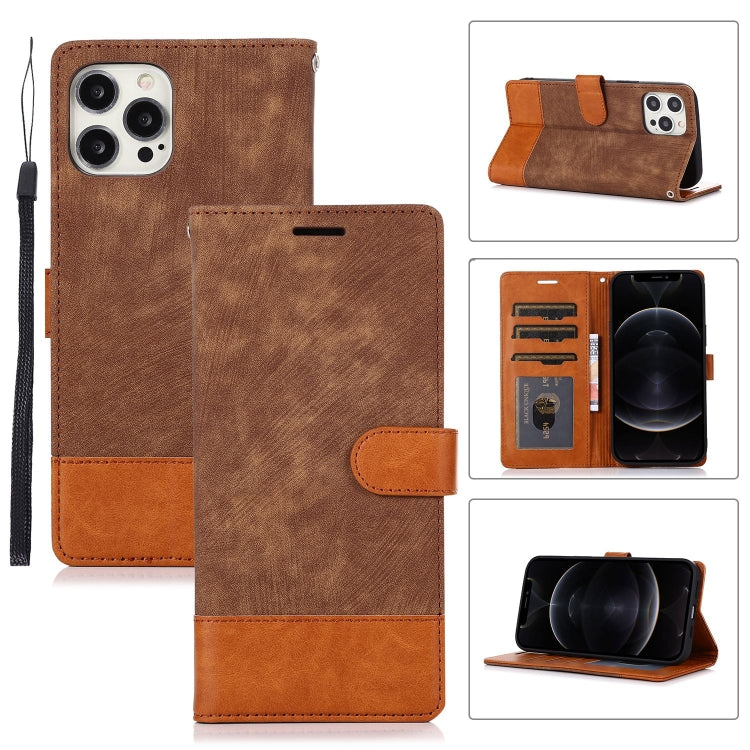 For iPhone 12 / 12 Pro Splicing Leather Phone Case