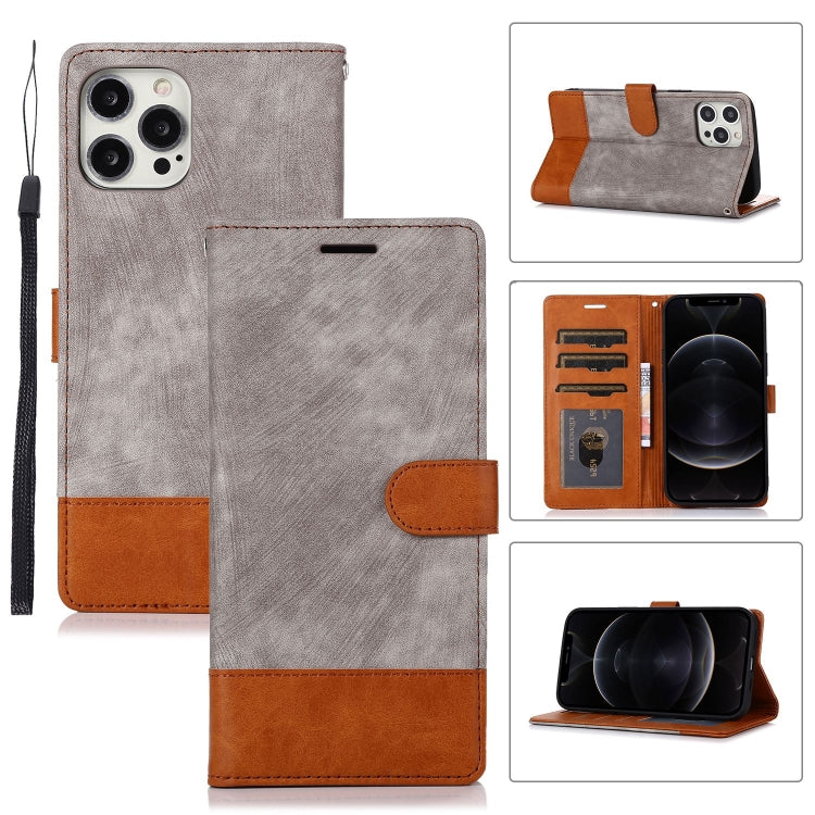 For iPhone 12 / 12 Pro Splicing Leather Phone Case