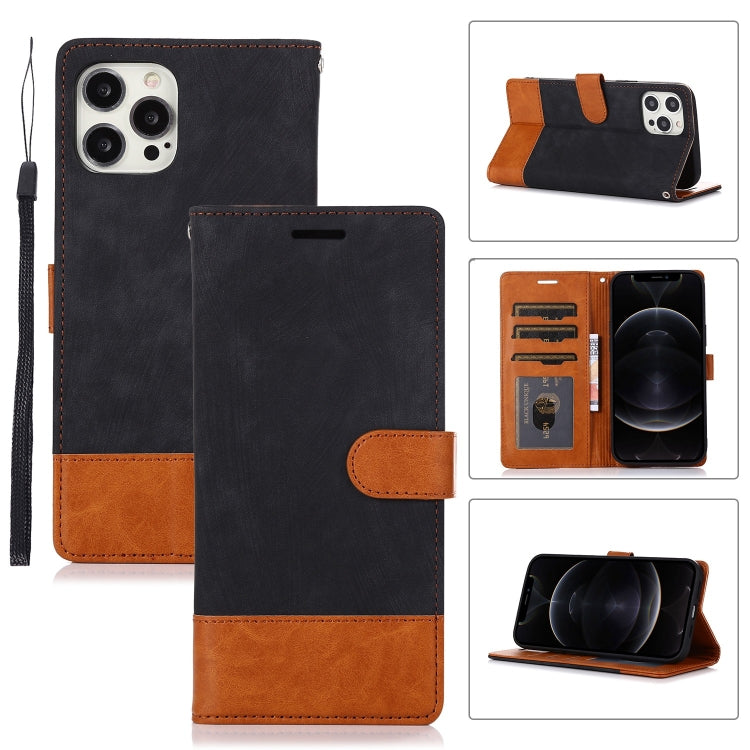 For iPhone 12 Pro Max Splicing Leather Phone Case