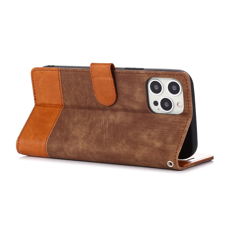 For iPhone 12 Pro Max Splicing Leather Phone Case