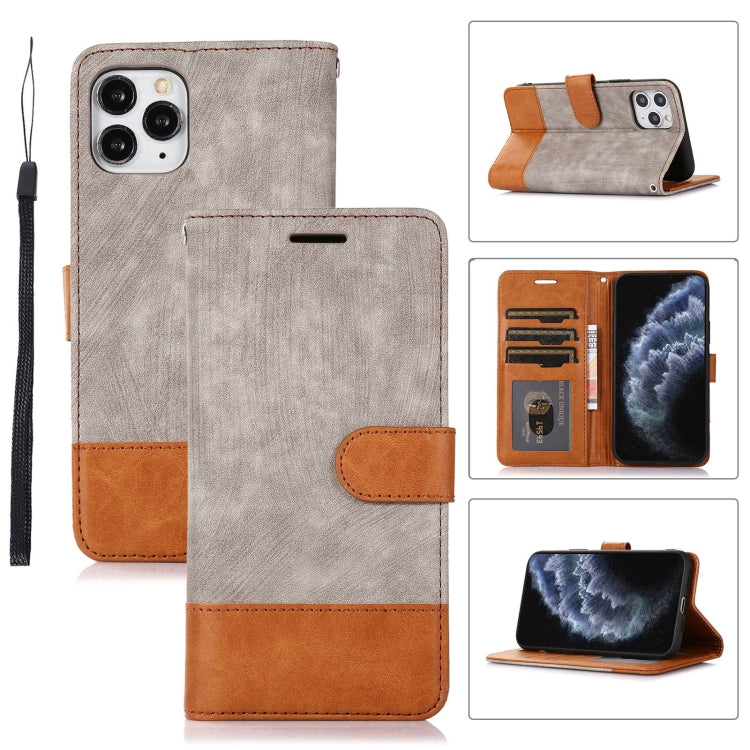 For iPhone 11 Pro Max Splicing Leather Phone Case