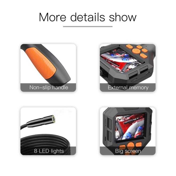 8mm P10 2.8 inch HD Handheld Endoscope with LCD Screen, Length:10m