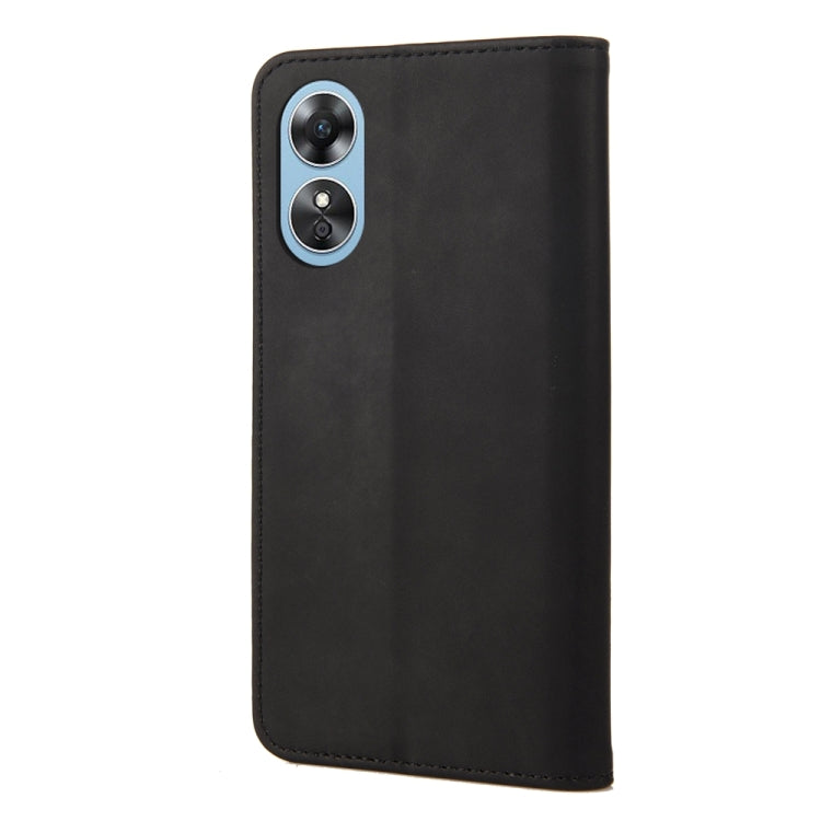 For OPPO A17 Skin Feel Splicing Leather Phone Case