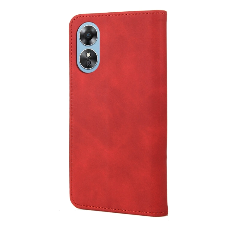 For OPPO A17 Skin Feel Splicing Leather Phone Case
