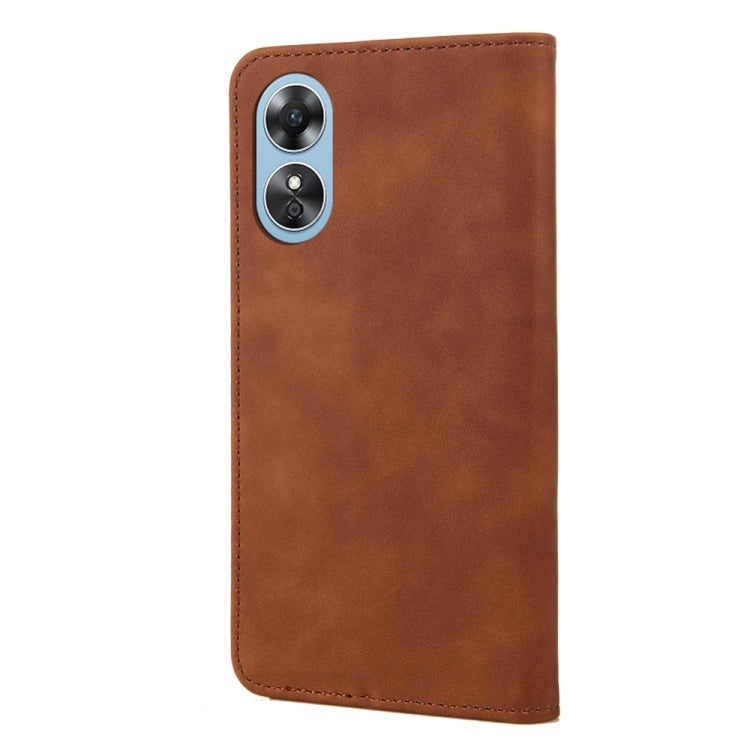For OPPO A17 Skin Feel Splicing Leather Phone Case